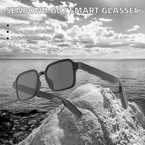 Lunettes intelligentes SENBONO G02 pour hommes, sans fil BT 5.0, sport de plein air, musique, appels, étanches IPX-6, contrôle tactile, commande vocale, charge magnétique - Product Image 2