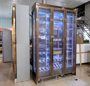 Refrigerador de adega com controle remoto para vinho e bebidas, refrigerador com iluminação LED de 8 cores e design personalizado, bar e vinho para restaurante e hotel