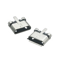 USB mikro Tipe B 5P konektor wanita lurus SMT pemasangan tepi datar/tepi melengkung konektor USB