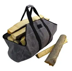 Bolsa de lona encerada, durável, bolsa, transporte, carregador de madeira