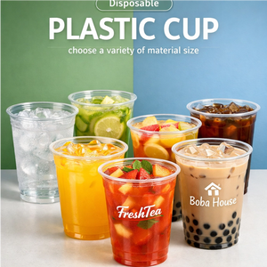 Clear PET <b>Plastic</b> <b>Cups</b> with Lid 12oz 16oz Recyclable Disposable Cold Drink <b>Cups</b> for Smoothie Juice Wholesale - Product Image 2