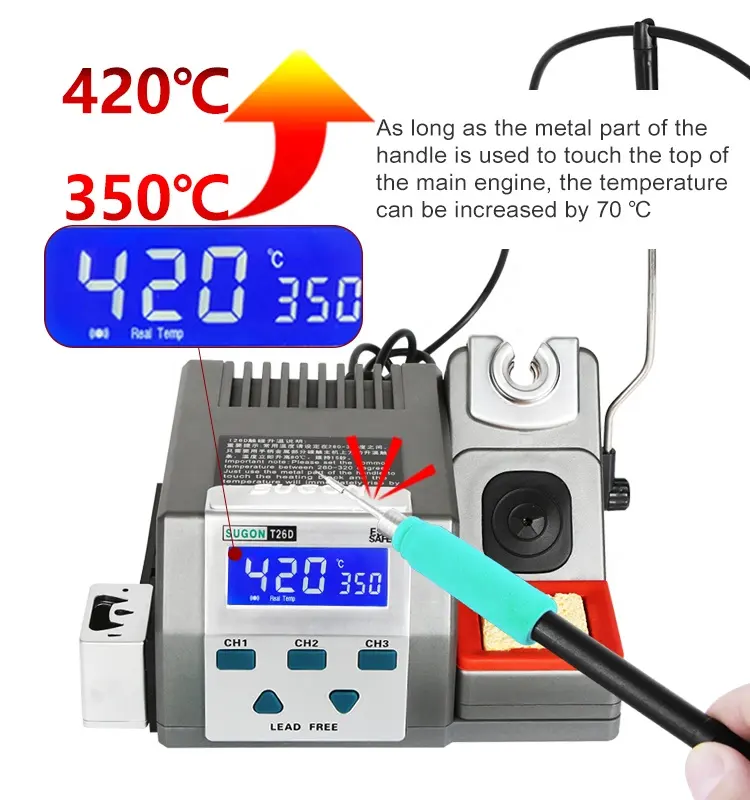SUGONT26D組み立てられたはんだ付けステーションバッグリワークステーションACはんだごて調整可能なはんだ付けおよびはんだ除去アイアンステーション