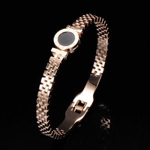 <b>Rose</b> <b>Gold</b> Round Resin Bracelet With Roman Numerals Adjustable Stainless Steel <b>Bangle</b> For Women Gift Jewelry - Product Image 4