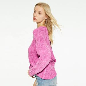 Maglione da <span class=keywords><strong>donna</strong></span> Sexy largo con Logo anteriore per pendolarismo Casual da <span class=keywords><strong>donna</strong></span> all'ingrosso stile <span class=keywords><strong>fucsia</strong></span> O collo lungo a maniche lunghe - Product Image 4