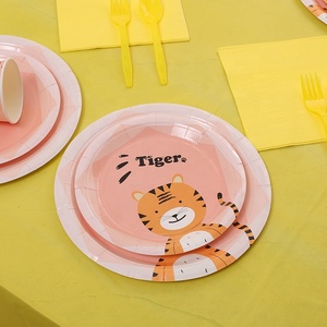 Civi ชุดเครื่องใช้บนโต๊ะอาหารสำหรับเด็กลายเสือแสนหวานชุดเครื่องใช้บนโต๊ะอาหารแบบใช้แล้วทิ้งชุดถ้วยกระดาษสำหรับงานปาร์ตี้ - Product Image 3