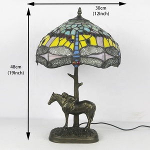 LongHuiJing European Multicolored Dragonfly Design Stained Glass LED Bedside Lamp for Living Room-Adjustable & Eco-Friendly - Product Image 2