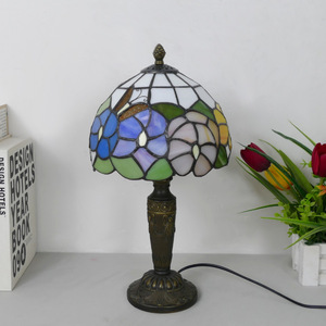 Lampada da Comodino <span class=keywords><strong>Tiffany</strong></span> 8 Pollici in Vetro Colorato, Stile Retrò Europeo, Decorazione per Interni, Controllo a Pulsante, Atmosfera Accogliente - Product Image 6