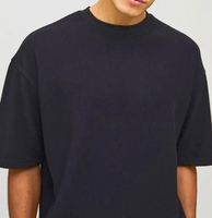 Conjunto de Camiseta y Pantalones Cortos de Jersey Acanalado, Holgado y Transpirable, Color Negro, Estampado, para Verano, 2 Piezas, para Hombre