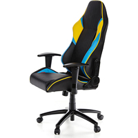 Chaise de jeu bleu-noir style course, ergonomique et inclinable, avec accoudoirs réglables, pivotante, pour ordinateur et bureau, siège de jeu vidéo