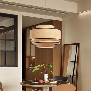 <span class=keywords><strong>Lampadario</strong></span> a Tamburo Moderno Stile Fattoria <span class=keywords><strong>con</strong></span> Paralume in Lino Bianco, Lampade a Sospensione per Isola Cucina, Ingresso, Camera da Letto - Product Image 6
