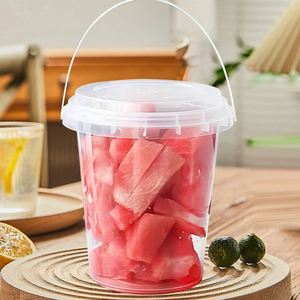 Seau polyvalent de 32 oz en plastique transparent avec couvercles et pailles pour crème glacée, boissons froides, fruits, fêtes estivales à la plage, lait - Product Image 3