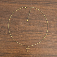 Collar con Colgante de Cruz de Acero Inoxidable 304, Chapado en Oro Real de 18K, Resistente al Deslustre, Cadena de Keel, Collar con Forma de Cruz