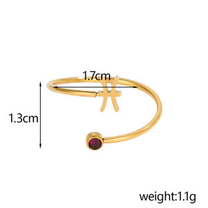 Anillos de Zodiaco Ajustables de Acero Inoxidable 316L con Baño de Oro PVD de 14k y 18k, con Circonitas, para Mujer, Venta al Por Mayor, Personalizados, Resistentes al Deslustre - Product Image 6