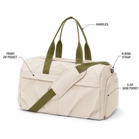 Sac de sport en nylon pour femmes, imperméable, sac de voyage, compartiment séparé pour chaussures, bandoulière amovible, grande capacité