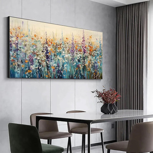 Modern Soft Neutral Large Wild Meadow Textured Impasto Wildflower Meadow Oil Painting House Decoration Interior Framed Wall Art - Product Image 5