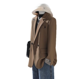 Women's Blazer Off White Loose Fit Solid Color <b>Wool</b> Blend Casual Suit Jacket With Pocket General Purpose Type GDX908 - Product Image 5