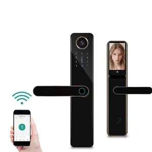 Tuya App Afstandsbediening Unlock Roestvrij Voordeur Slot Kijkgaatje Camera Deurbel Smart Lock Vingerafdruk Geheime Code Kaart Slot