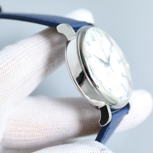 Relojes de Lujo para Hombre de Alta Gama con Fase Lunar Automática, Fecha, Resistentes al Agua, Luminosos, Esfera Blanca, Correa de Cuero Azul Medianoche - Product Image 2