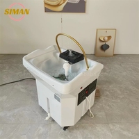 Siman portable shampooing évier avec chauffage et réservoir de stockage d'eau de 60L pas de tête de plomberie spa salon moderne blanc lavage des cheveux bol