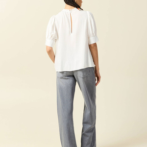 Camicette Crop Top di Design per Donne, Moda Primaverile, Bianco e Nero, <span class=keywords><strong>Tulle</strong></span> e Pizzo, Maniche a Campana, Camicette Sexy - Product Image 6