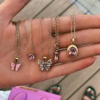 Produsen Perhiasan Baja Tahan Karat Gemnel Harga Terbaik Perhiasan Lapis Emas Kalung Bulan Sabit