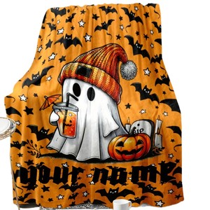 <b>Halloween</b> Ghost Pumpkin Spider Flannel <b>Blanket</b> Throw <b>Blanket</b> Nap <b>Blanket</b> Spooky <b>Halloween</b> Decor Lightweight Breathable Wholesale - Product Image 4