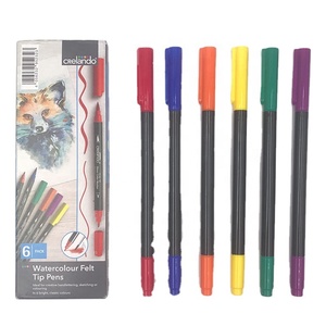Stylo à pointe d'<span class=keywords><strong>aquarelle</strong></span>, double brosse pour <span class=keywords><strong>dessin</strong></span>, papeterie, 6 paquets - Product Image 1