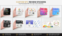Plaque autocollante NFC en PVC pour avis Google sur vitrine de table en verre