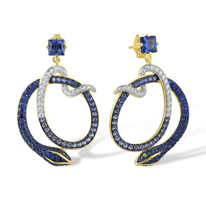 Pendientes Colgantes de Serpiente Azul con Circonita, Plata de Ley 925, Diseño Vintage de Última Tendencia, Unisex, Regalo de Lujo - Product Image 1