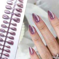 Faux ongles français personnalisables XS/S/M, 30 pièces/rangée, forme amande courte, couleur unie, à presser, fournisseur d'ongles artificiels