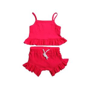 Ensemble haut sans manches et short assorti pour enfants, imprimé pastèque, collection été 2021 - Product Image 3