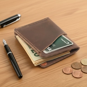 กระเป๋าสตางค์หนังแท้ Boshiho รุ่นมินิมอล พร้อมช่องใส่บัตร RFID และคลิปหนีบเงินสไตล์วินเทจสำหรับผู้ชาย - Product Image 2