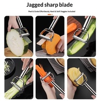 Roestvrijstalen fruit- en groenteschiller, keukenrasp, dubbelzijdig, handmatig, multifunctioneel, snijder, aardappelschiller