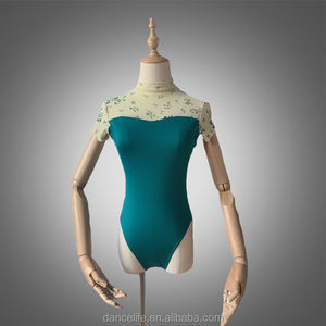 Leotard da Danza DanceLife per Donna in Spandex e Rete L2029, Maniche Corte, <span class=keywords><strong>Sexy</strong></span>, Bianco, Multicolore, per Allenamento - Product Image 3