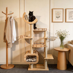 Multi Level <strong>Cat</strong> Tree <strong>With</strong> Wooden Frame Space Capsule <strong>Bed</strong> Sisal <strong>Scratching</strong> <strong>Posts</strong> And Perches For Indoor Use - Product Image 1
