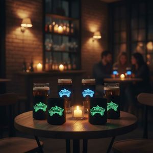 Manchon magnétique en néoprène Rpet recyclé, brillant et phosphorescent, pour canettes fines - Product Image 3