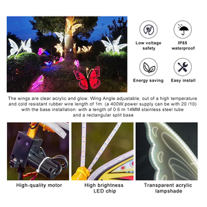 Jardim ao ar livre decoração personalizada colorido simulado IP65 dinâmico Led borboleta luzes Motif Lights