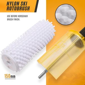 Kit de cire pour ski avec brosse rotative de 150 mm de large, axe à changement rapide SnapOut, 3 brosses (laiton, crin de cheval et nylon) pour le cirage - Product Image 3