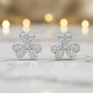 Orecchini in oro bianco con diamanti, taglio a cuore, colore G, naturali, da donna, graziosi, gioielli da indossare tutti i giorni - Product Image 2