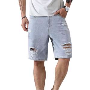 Shorts en jean d'été personnalisés et tendance pour hommes, 100 % coton pur, bleu, vêtements de marque avec cordon de serrage pour garçons, fabriqués au Pakistan - Product Image 1