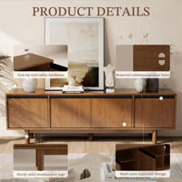 Meuble TV vintage mi-siècle sur pieds hauts, centre de divertissement sur pied, console multimédia rétro avec rangement DSG075 (Stock US)