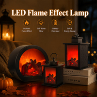 Lámpara LED con Efecto de Llama de 5W, Chimenea Artificial sin Llama, Funciona con Batería o Enchufe, Linterna con Llama Parpadeante para Decoración de Mesa
