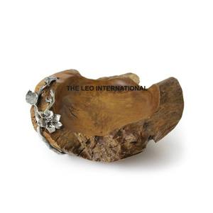 Black Gold Plated Decorative Bowl Aluminum <b>Wood</b> Material <b>Kitchen</b> <b>Accessories</b> Salad Fruits Serving Bowl - Product Image 3