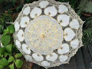 Ricamo del Cuore Della Pesca Del Cotone Del Merletto Ombrello Parasole di Cerimonia Nuziale Regali Puntelli <span class=keywords><strong>Foto</strong></span> - Product Image 5