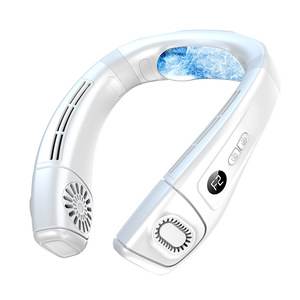 Ventilador portátil para el cuello con pantalla digital, dispositivo de refrigeración recargable por USB para uso en exteriores, motor sin escobillas, 4000mAh, 8-12H de duración. - Product Image 1