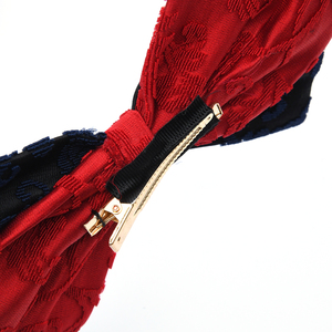 Dai chun Ming handmade Trung Quốc thủ công kẹp tóc SATIN NHUNG với phong cách nghệ thuật chắp vá hai tông màu đỏ đen - Product Image 4