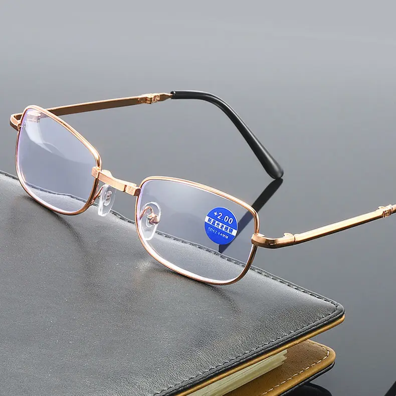 Nouveau verre de lecture presbyte de mode Ultra-léger plié Double lumière lunettes de lecture Anti lumière bleue plier et transporter avec étui