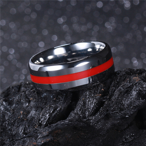 Anillo <span class=keywords><strong>de</strong></span> estilo personalizado TG con incrustaciones <span class=keywords><strong>de</strong></span> estilo Simple, decoración <span class=keywords><strong>de</strong></span> resina roja, anillos <span class=keywords><strong>de</strong></span> tungsteno con borde biselado <span class=keywords><strong>para</strong></span> hombres y mujeres - Product Image 2
