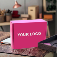 Boîte d'expédition postale en carton ondulé rose personnalisée avec logo pour cosmétiques