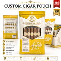 Pochette portable à fermeture éclair pour 5 cigares, étanche à l'humidité, avec couche hydratante pour feuilles de tabac, emballage plastique CPP mm